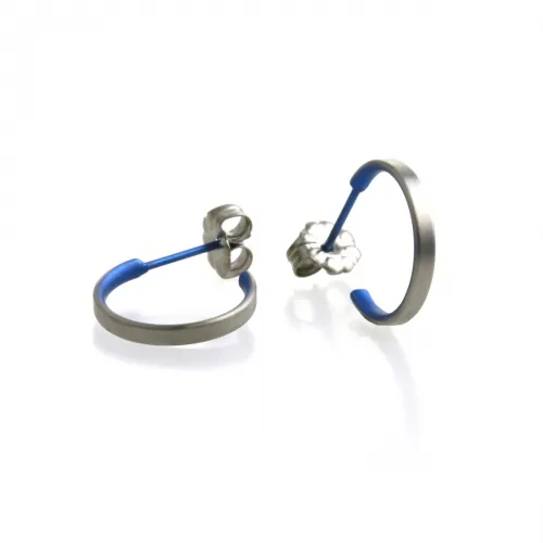 Small Subtle Dark Blue Colour Hoop Earrings